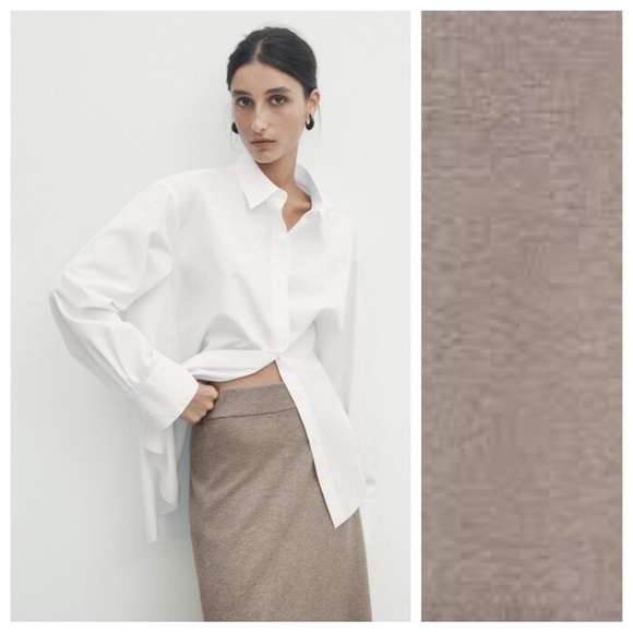 NWT. Massimo Dutti Beige/Grey Viscose Blend Knit Midi Skirt. Size S. - Picture 3 of 13